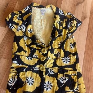 Elevenses Anthropologie Size 14 Yellow and Black Flower jacket